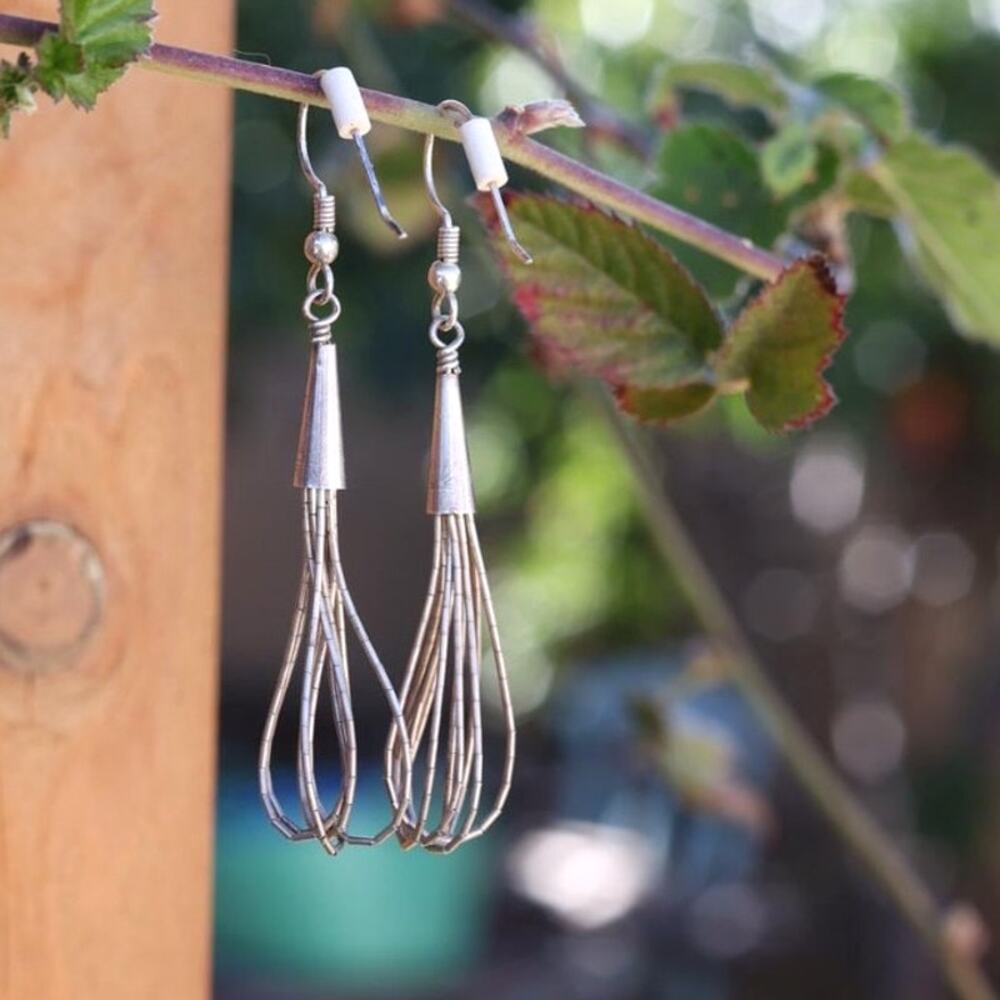 Liquid Silver Multi Strand Sterling Drop Earrings Southwestern